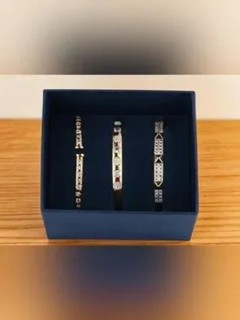 Anthropologie Gold Crystal-Accented Stackable Bangle Set - Picture 3 of 6